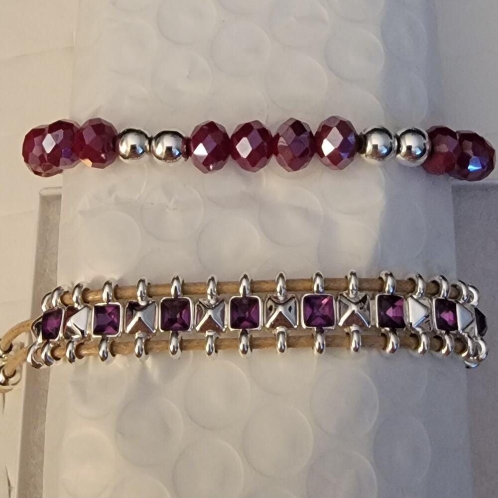 Bomb Party Bracelets,  Purple and Silver Beads